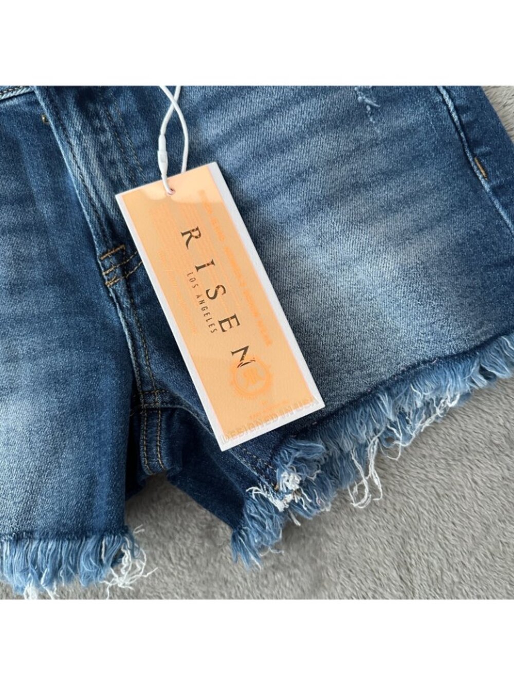 NWT Risen Los Angeles Dark Frayed Shorts High Rise Stretch SMALL - Picture 2 of 8